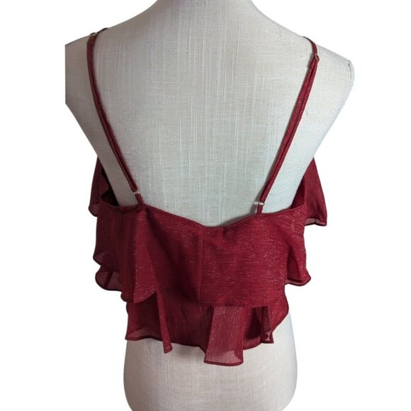 Rumored Red Sparkle Ruffle Cami Tank Top - Picture 6 of 7